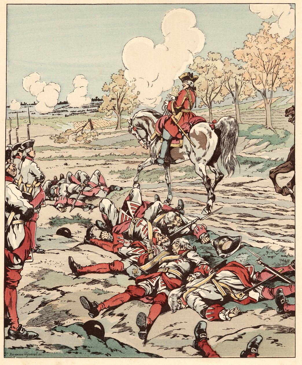 ¿Cañón? Bueno... Mata, aquí están todas las palabras de Saint Pern pronunciadas con su tabaco en la mano después de la masacre de granaderos por los cañones del ejército enemigo en la Batalla de Minden en 1759 durante la Guerra de los Siete Años, para devo de pseudonym for Onfray de Breville Jacques Job