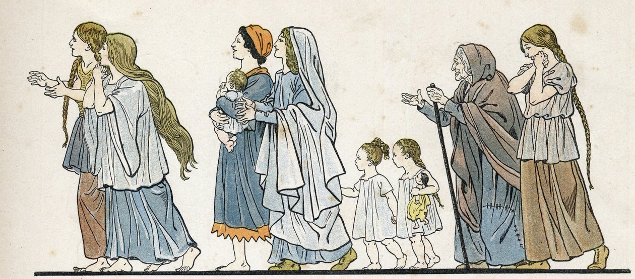 Campesinas galas con sus hijos. en "Francia, su historia contada por G. Montorgueil, ilustrada por Job" 1896. Colección privada. de pseudonym for Onfray de Breville Jacques Job
