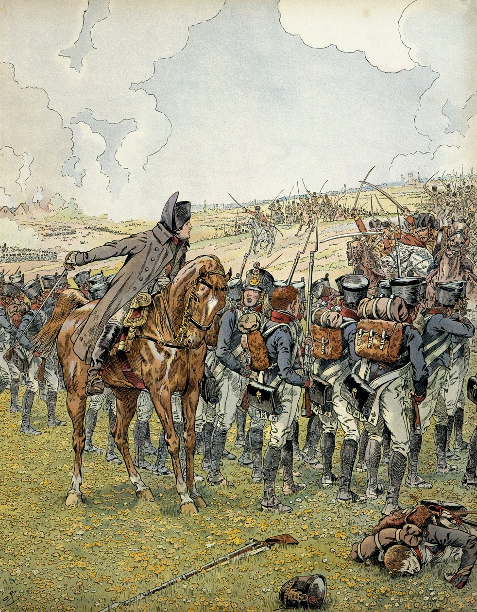 Campaña alemana en 1813: Napoleón I Bonaparte (1769-1821) en la Batalla de Lutzen el 2 de mayo de 1813 comandó su ejército antes de ganar la victoria. En 