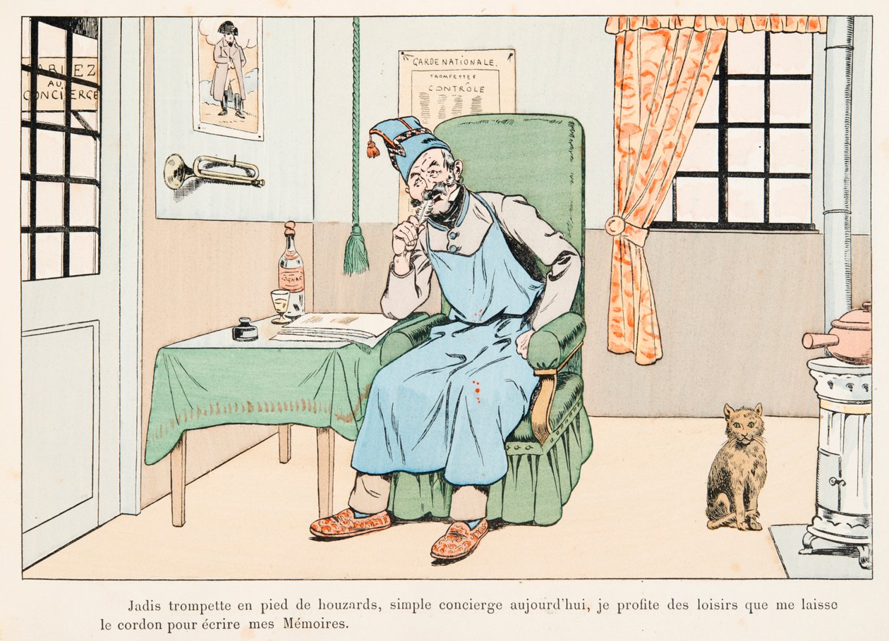 Jacques Marie Gaston Onfroy de Breville dit JOB (1858-1931) - Medio Balance Escribiendo Memorias, Colección Privada de pseudonym for Onfray de Breville Jacques Job