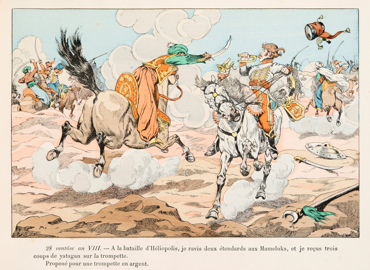 Uniforme de las tropas francesas en todos los tiempos: Húsar durante la Campaña de Egipto (1798-1801) bajo Napoleón Bonaparte de pseudonym for Onfray de Breville Jacques Job
