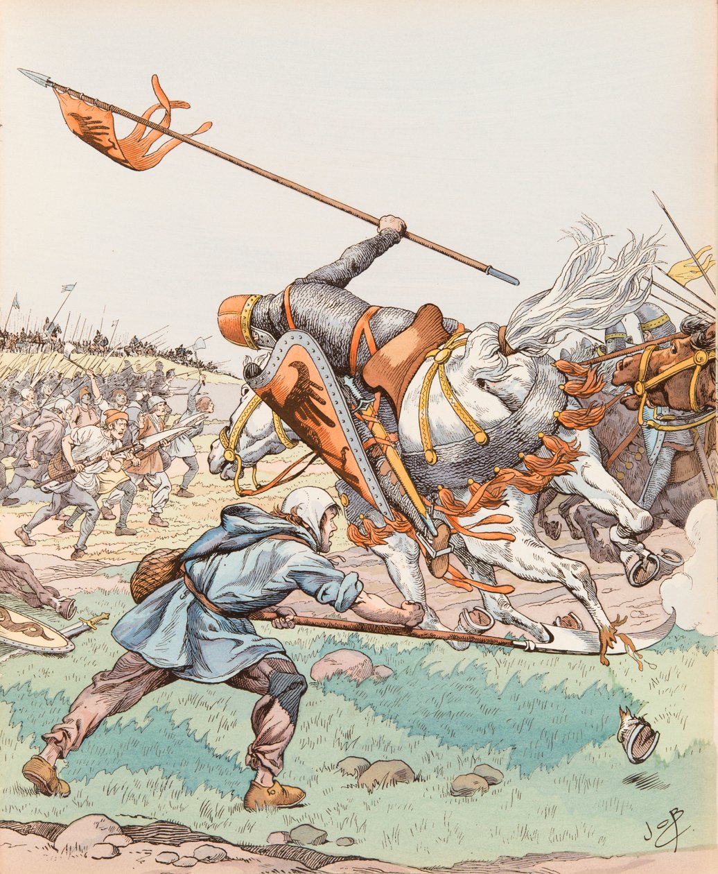El segador de Bouvines (campesino participando en la Batalla de Bouvines en 1214) de pseudonym for Onfray de Breville Jacques Job