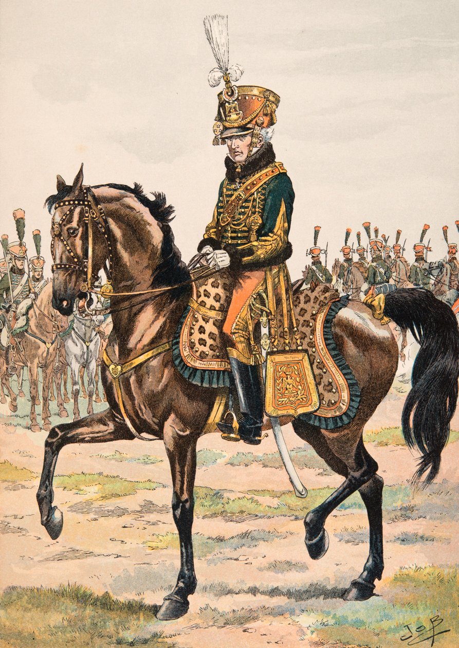 Uniforme de las tropas francesas en todas las épocas: General al mando de uno de los regimientos de Guardias de Honor en 1813, Colección Privada de pseudonym for Onfray de Breville Jacques Job