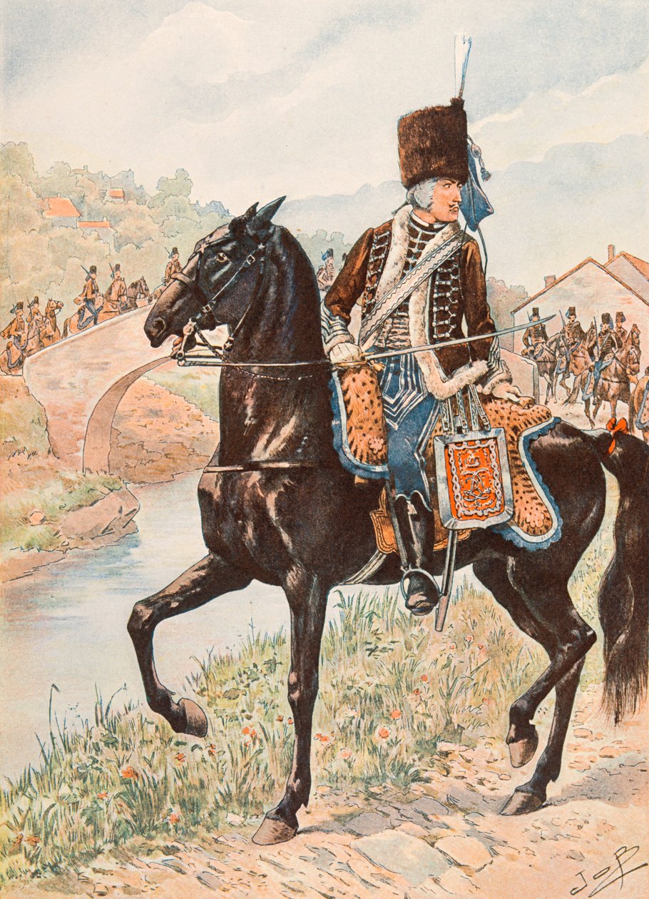 Jacques Marie Gaston Onfroy de Breville dit JOB (1858-1931) - Atuendo de las tropas francesas en todos los tiempos: Coronel de los Húsares de Chamborant (1784) de pseudonym for Onfray de Breville Jacques Job