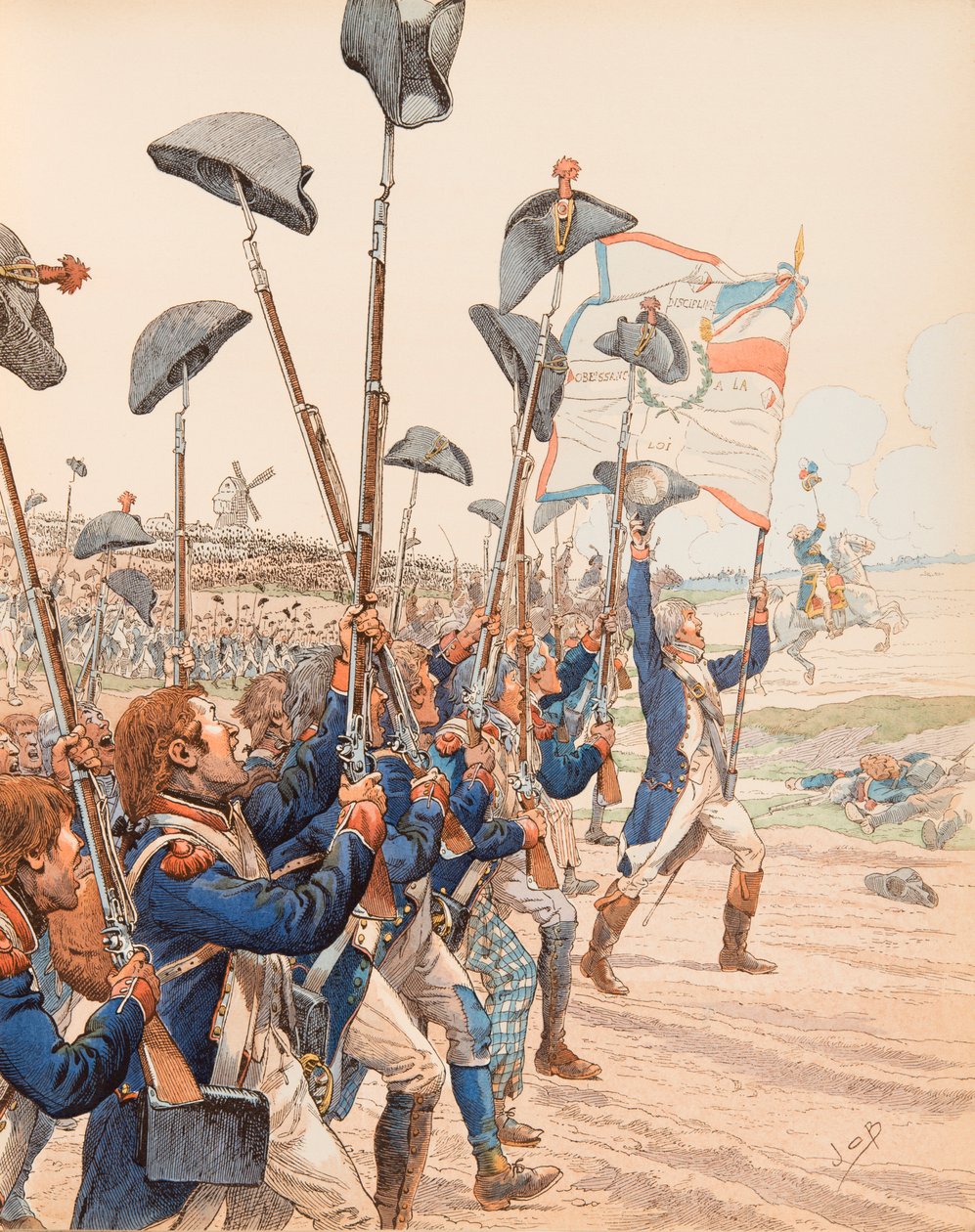 La Batalla de Valmy en 1792 durante las Guerras de la Revolución Francesa, Colección Privada de pseudonym for Onfray de Breville Jacques Job