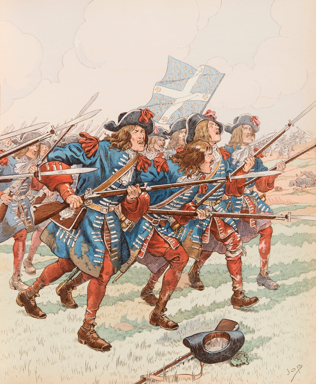 Jacques Marie Gaston Onfroy de Breville dit JOB (1858-1931) - La primera bayoneta (Carga militar en tiempos de Luis XIII) de pseudonym for Onfray de Breville Jacques Job