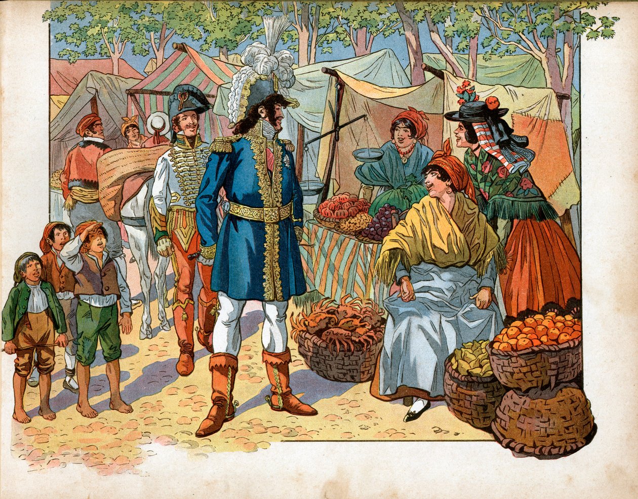 Joachim Murat (1767-1815) en los escalones en España. Grabado por Jacques Marie Gaston Onfray de Breville dit Job de pseudonym for Onfray de Breville Jacques Job