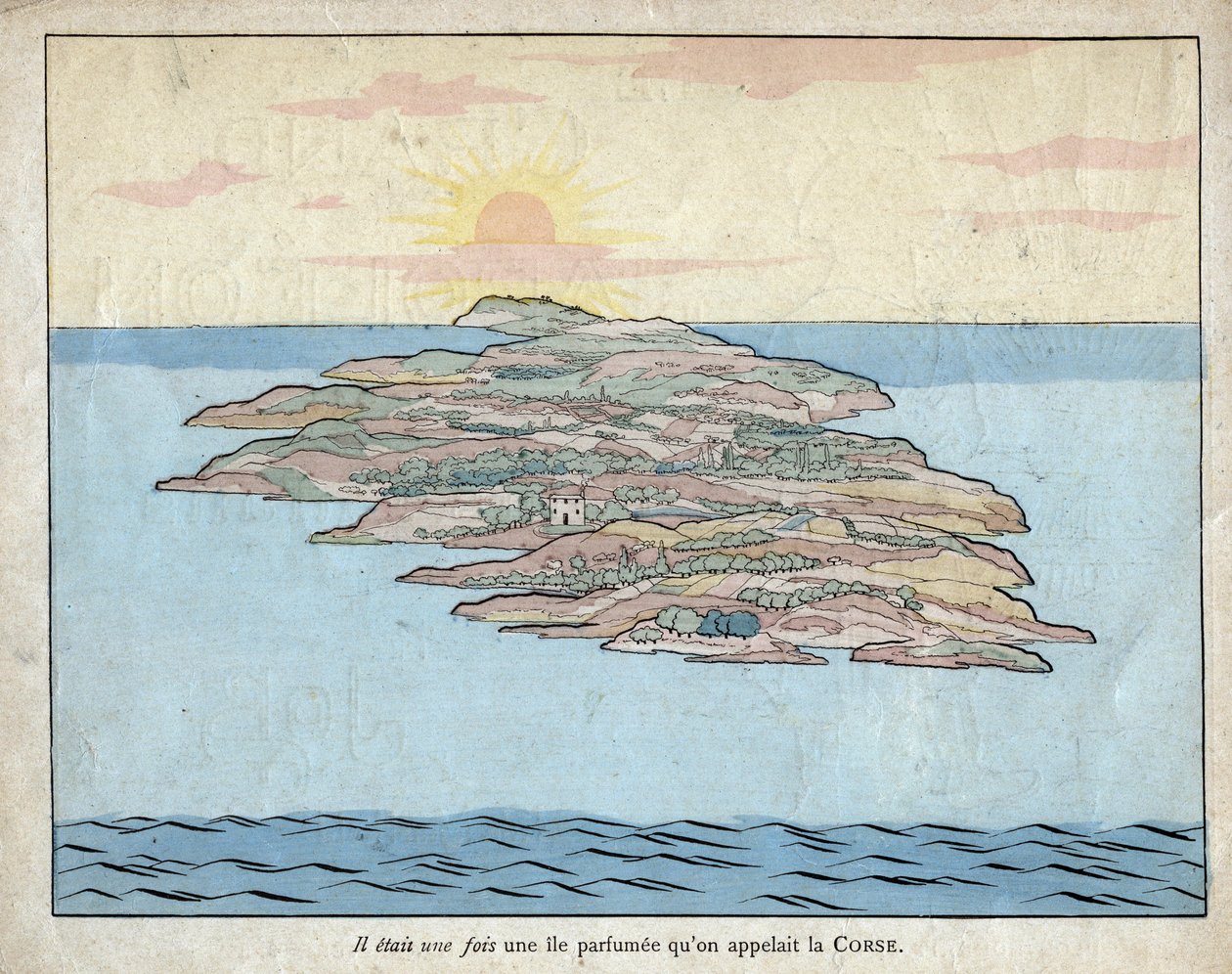 Érase una vez una isla perfumada llamada Córcega (Córcega) - litografía de Job (Jacques Onfroy de Bréville) de "Le Grand Napoléon des Petites Enfants" 1893 de pseudonym for Onfray de Breville Jacques Job