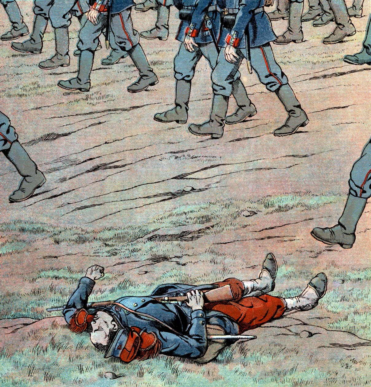 Prusianos invadiendo Francia: soldado francés muerto de pseudonym for Onfray de Breville Jacques Job