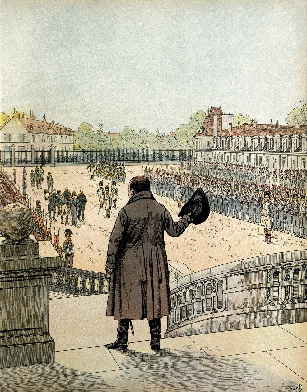 La despedida de Napoleón I Bonaparte en el patio del Cheval Blanc en Fontainebleau el 20 de abril de pseudonym for Onfray de Breville Jacques Job