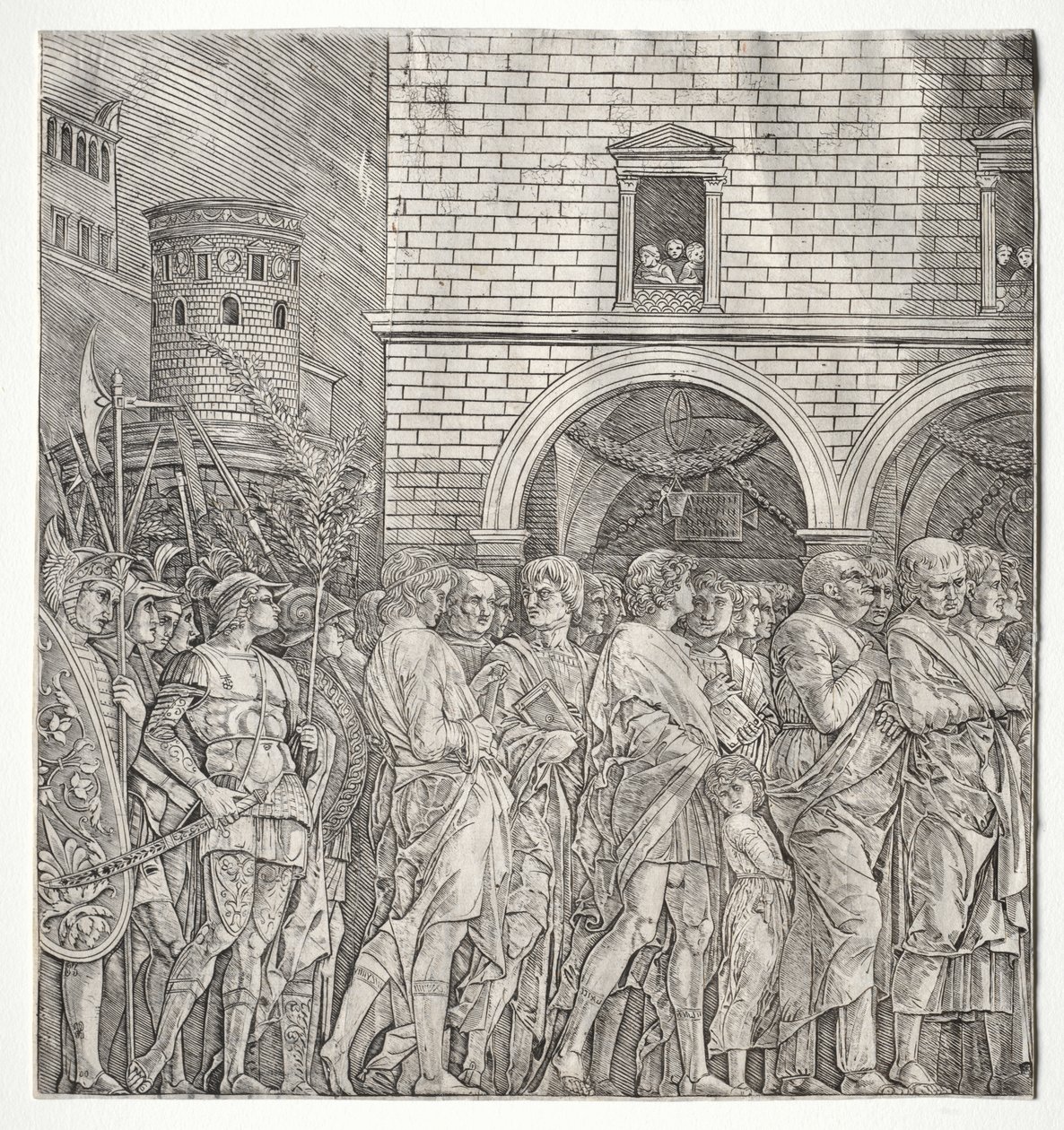 Los triunfos de César: Los senadores de school of Andrea Mantegna