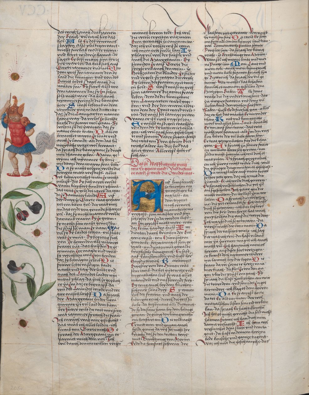 El Ambraser Heldenbuch, folio 220v con el inicio de Wolfdietrich de Österreichische Nationalbibliothek,