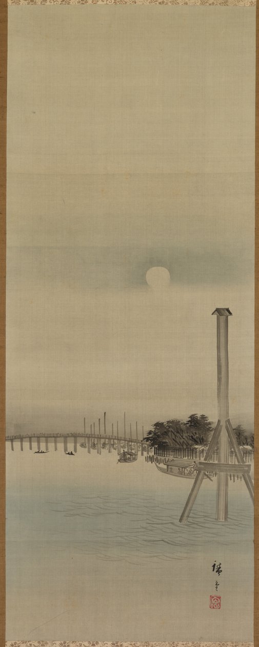 Escena nocturna en el río Sumida de studio of Utagawa Hiroshige