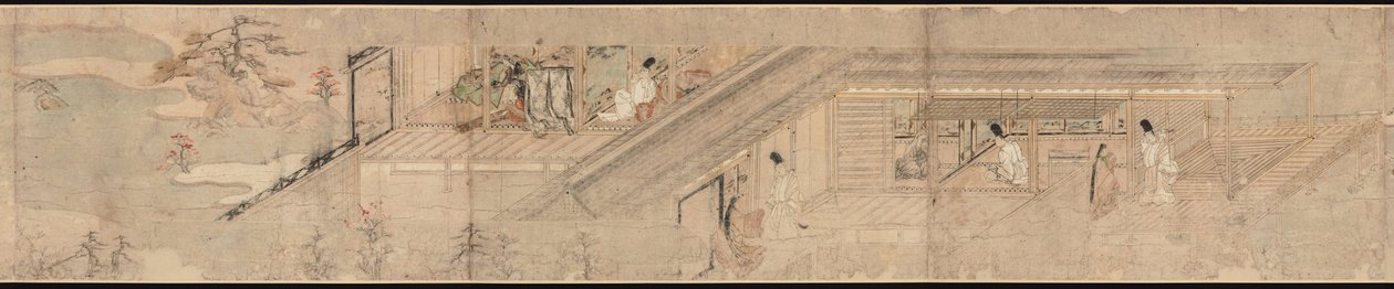 Pergamino narrativo sobre el romance de un cortesano y una chica en Sumiyoshi de Unknown artist