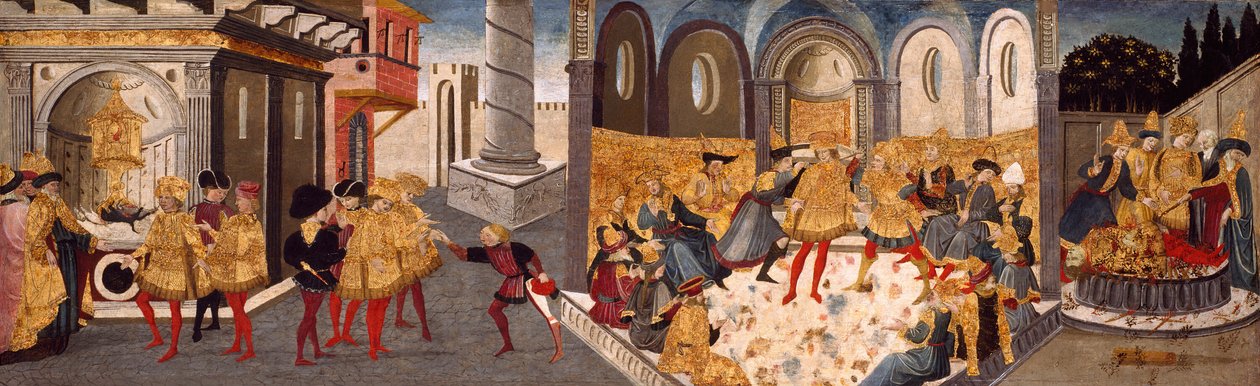 El asesinato y funeral de Julio César, 1455-1460 de workshop of Apollonio di Giovanni