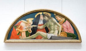 Santa María Magdalena, la virgen María y san Juan evangelista llorando a Cristo muerto de (1374 c.1420) Lorenzo da Sanseverino