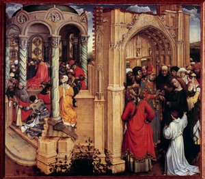 El matrimonio de la Virgen. Pintura sobre madera de Robert Campin conocido como el Maestro de Flemalle (1375-1444) Siglo XV. Madrid, Museo del Prado de Master of Flémalle