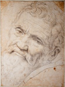 Retrato de Miguel Ángel Buonarroti. Carbón, tiza sobre papel, c.1550 de Daniele da  Volterra