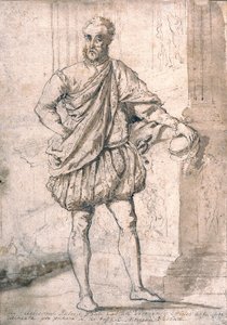 Autorretrato (pluma, tinta marrón y aguada de tinta marrón sobre papel verjurado blanco hueso) de (1528 88) Veronese