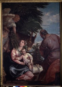 Descanso en la huida a Egipto. Pintura de Paolo Veronese (1528-1588). Óleo sobre tela