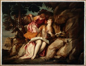Representación de María Magdalena con un ángel de Veronese