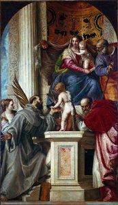 La Sagrada Familia con Santos (Conversación Sagrada conocida como Pala di San Zaccaria o Retablo de San Zacarías) de Veronese
