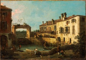 Ecluse cerca de Dolo, Venecia de Canaletto