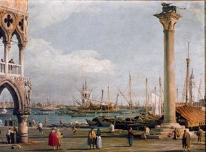 Vista de la Cuenca de San Marcos y la Iglesia de San Giorgio Maggiore desde la Piazzetta en Venecia