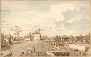 "Vista de Porta Portello con el canal Brenta, Padua" Dibujo a pluma de Antonio Canal llamado Canaletto (1697-1768) 1740-1743 Dim 33,1x52,9 cm Albertina, Viena de Canaletto