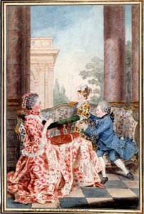 La bella Madame Caze, esposa del granjero general y sus hijos de Carmontelle