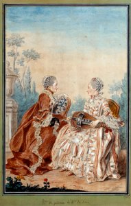 Madame de Julienne y Madame de Serre haciendo música de Carmontelle