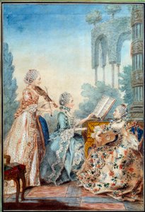 Las tres hijas del compositor Joseph Nicolas Pancrace Royer interpretando la partitura del ballet Zaide de Carmontelle