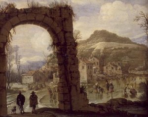 Escena Invernal con un Arco