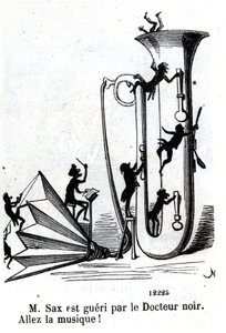 El Sr. Sax es herido por el doctor negro. (Adolphe Sax, inventor del saxofón, 1814-1894) de Nadar