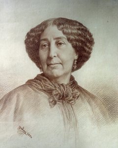 Retrato de la mujer de letras George Sand (1804-1876) Aurore Dupin, Baronesa Dudevant. Dibujo de Rene Jouhan (1835-?) de una fotografía de Nadar de Nadar