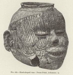 Jarrón en forma de cabeza: Pecan Point, Arkansas (grabado) de (after) American School