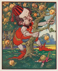 Ilustración para Los viajes de Gulliver de Jonathan Swift (litografía en color) de (after) American School