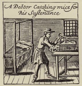 Un deudor cazando ratones para su sustento (grabado) de (after) English School