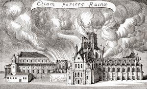 Antigua catedral de San Pablo, Londres, Inglaterra, destruida por el fuego en 1666 de (after) English School
