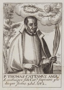 Thomas Cottam, sacerdote católico inglés y mártir (grabado)