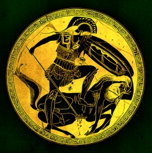 Guerrero y centauro, ilustración de 