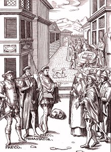 El pregonero tocando la trompeta de (after) Flemish School