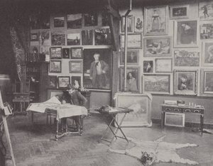 El pintor francés Alfred Philippe Roll en su estudio de (after) French Photographer