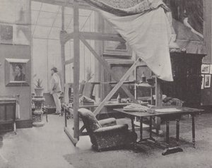 Pintor francés Paul-Albert Besnard en su estudio de (after) French Photographer