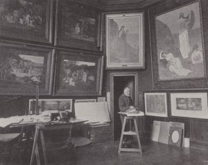 Pintor francés Pierre Puvis de Chavannes en su estudio de (after) French Photographer