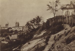 Los jardines de Montmartre con el molino le Blute-fin hacia 1860