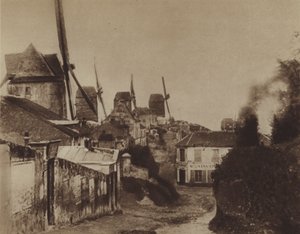 Los molinos en Montmartre en 1845 (foto en blanco y negro) de (after) French Photographer