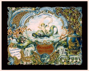 Tarjeta publicitaria de la imprenta Mazerand, Cirey-sur-Vezouze, Francia (cromolito)