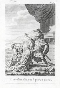 Coriolano desarmado por su madre (grabado) de (after) French School