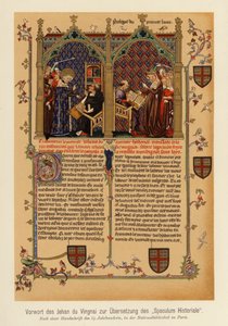 Prólogo de la traducción de Jean de Vignay del Speculum Historiale (litografía en color)